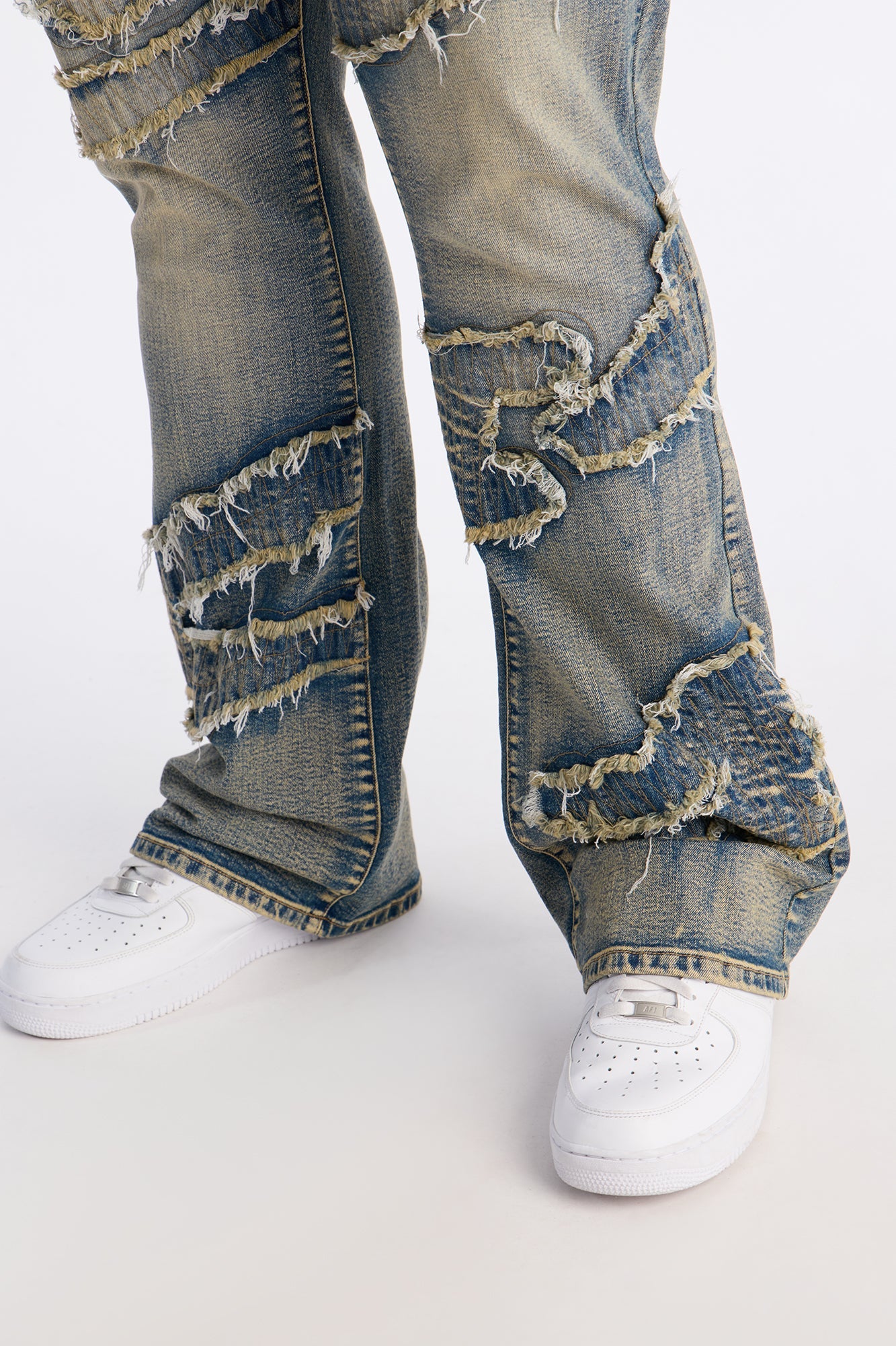 Stacked Slim Flare Fray Waves Jeans - Light Wash Fashion Nova