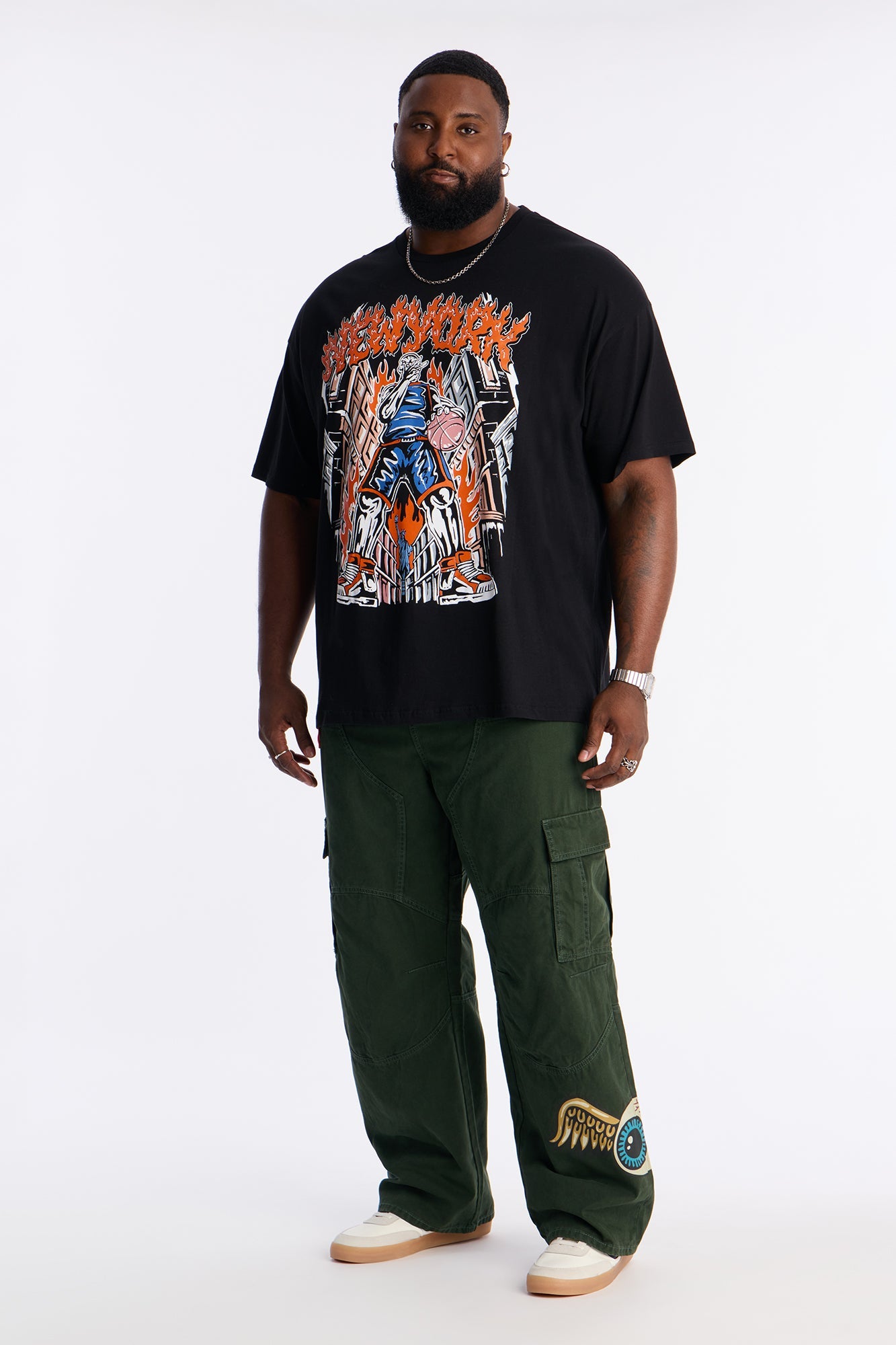 Von Dutch Baggy Flying Eyeball Jean - Green Fashion Nova
