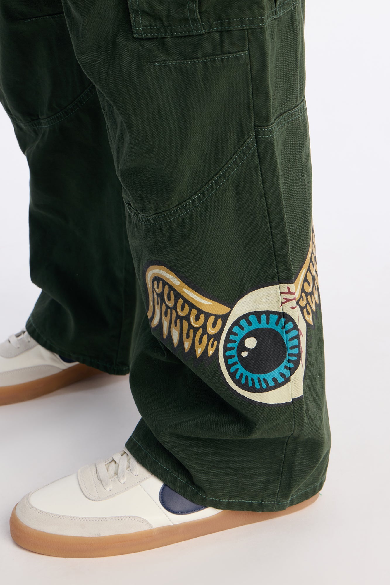 Von Dutch Baggy Flying Eyeball Jean - Green Fashion Nova