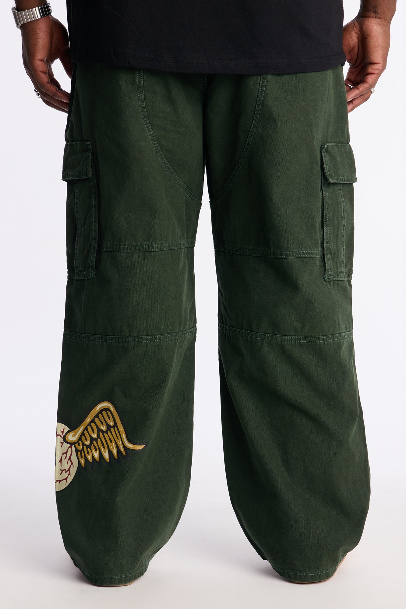 Von Dutch Baggy Flying Eyeball Jean - Green Fashion Nova
