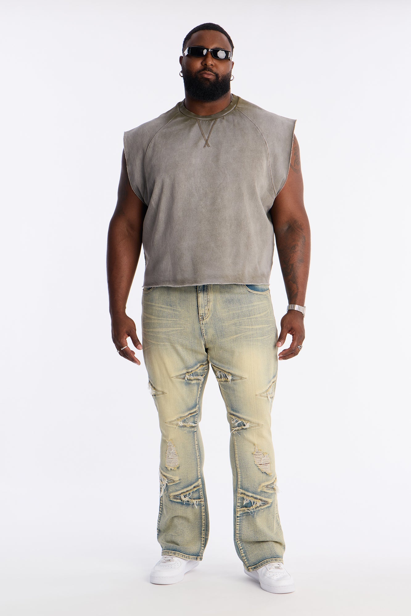 Boiler Washed Boxy Muscle Tee - Khaki Fashion Nova