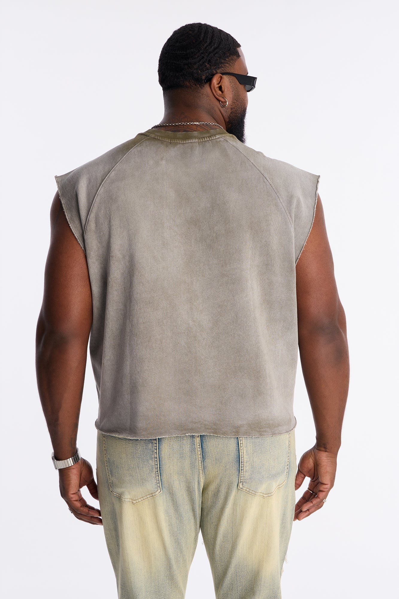 Boiler Washed Boxy Muscle Tee - Khaki Fashion Nova