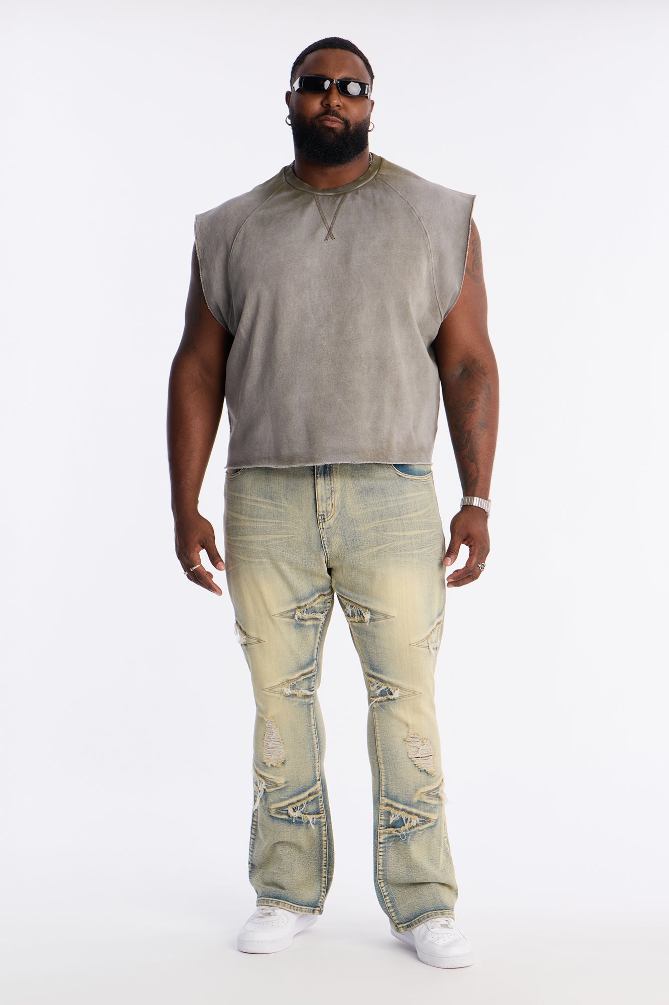 Stacked Skinny Flare Triangle Fray Jeans - Light Wash Fashion Nova