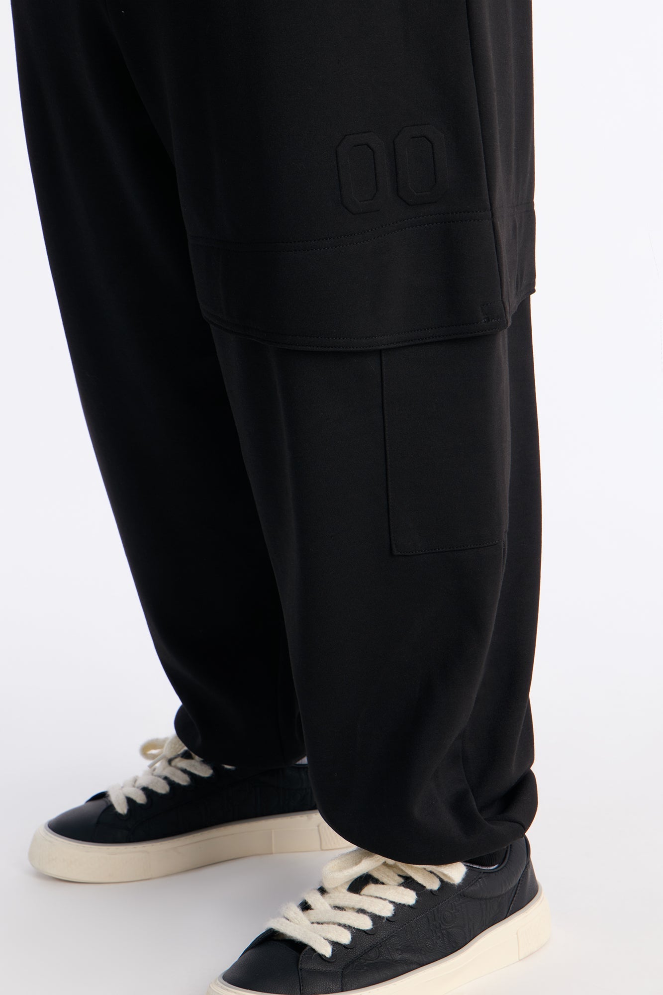 Structured Fleece Embossed Cargo Joggers - Black Fashion Nova