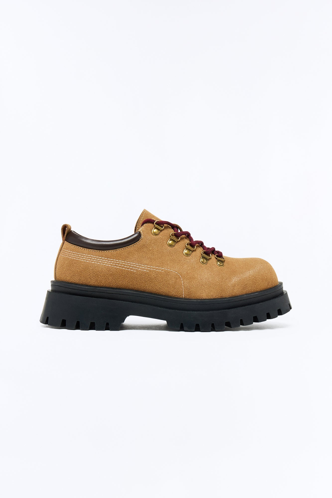 Hiking Style Faux Suede Chunky Low Top Lace Up Oxford Shoes - Taupe Fashion Nova