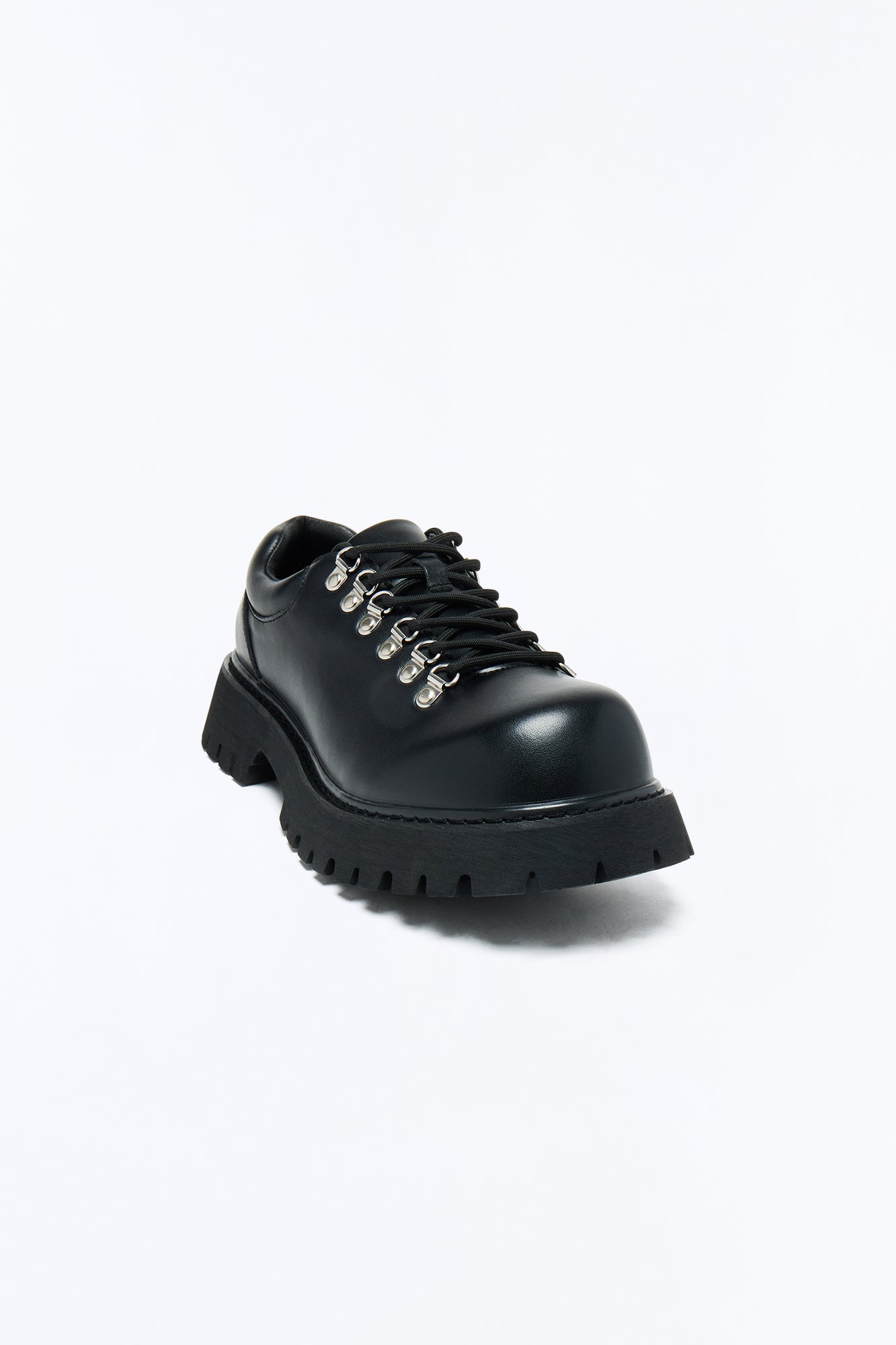 Faux Leather Lace Up Hiker Shoes - Black Fashion Nova