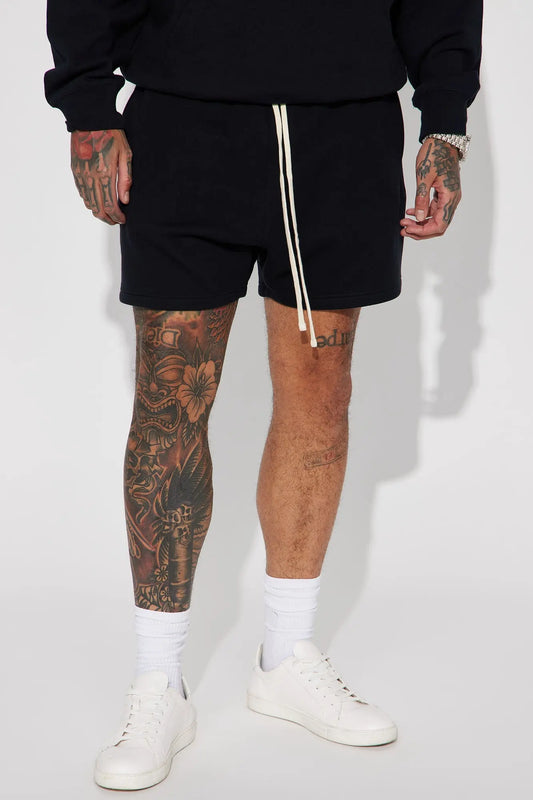 Tyson Oversize Heavyweight Sweat Shorts - Black Fashion Nova
