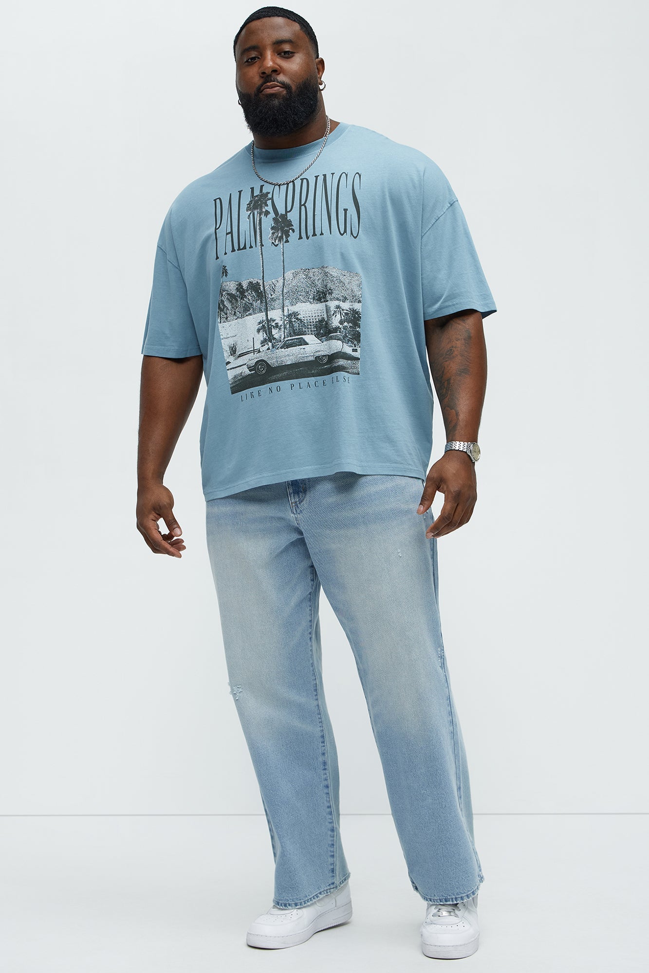 Palm Springs Oversized Short Sleeve Tee - Light Blue Fashion Nova