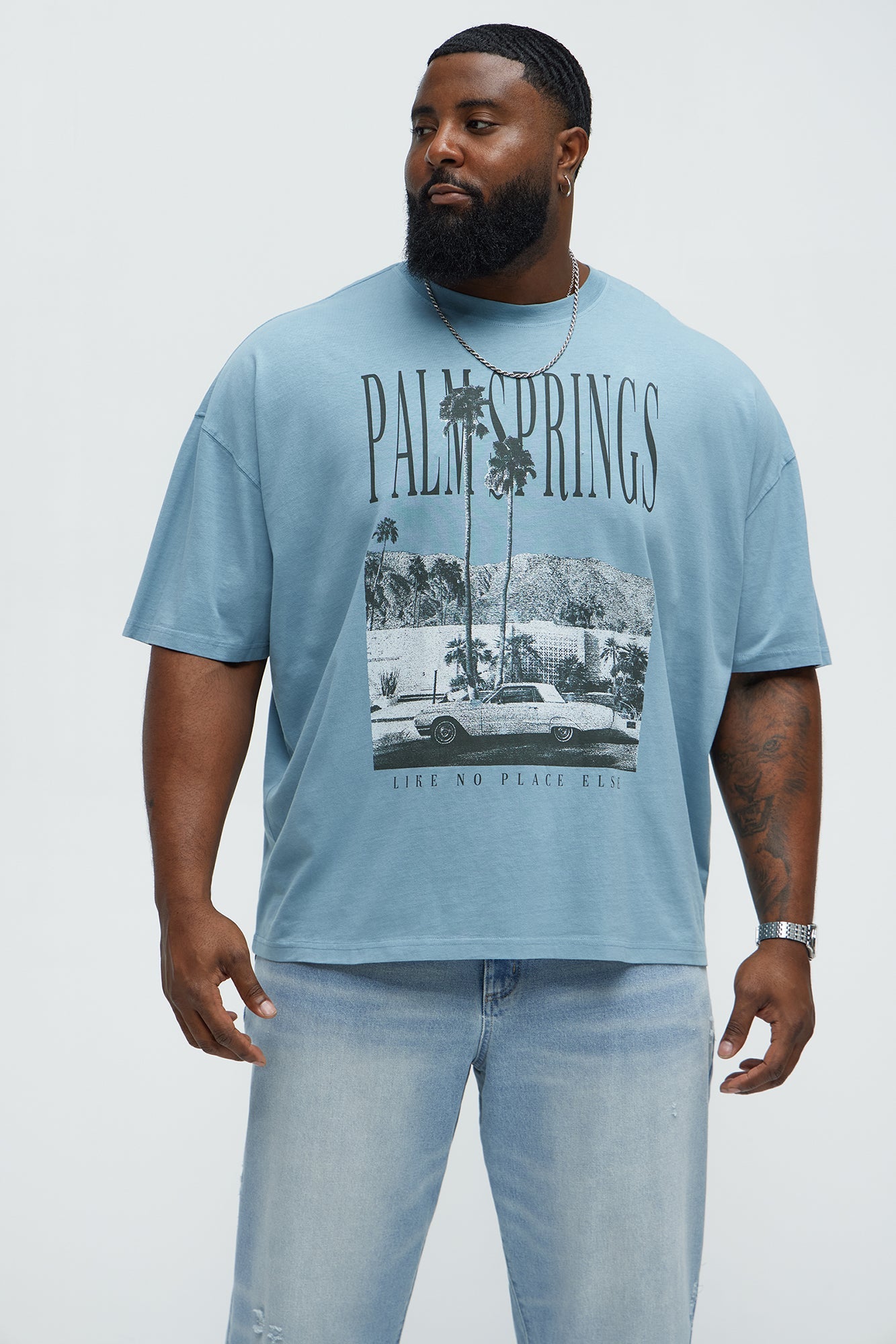 Palm Springs Oversized Short Sleeve Tee - Light Blue Fashion Nova