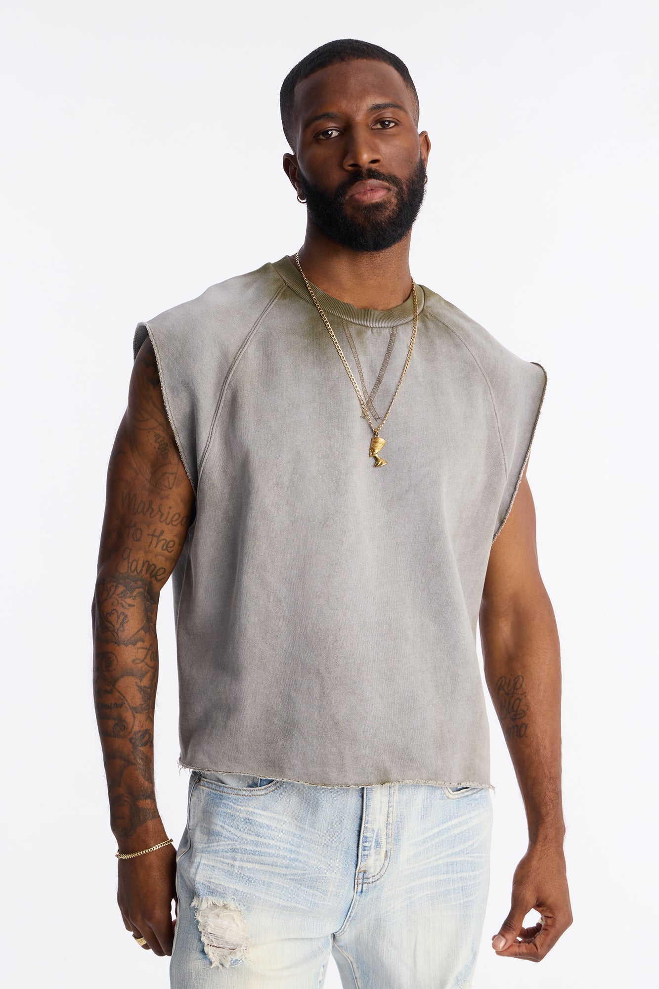 Boiler Washed Boxy Muscle Tee - Khaki Fashion Nova