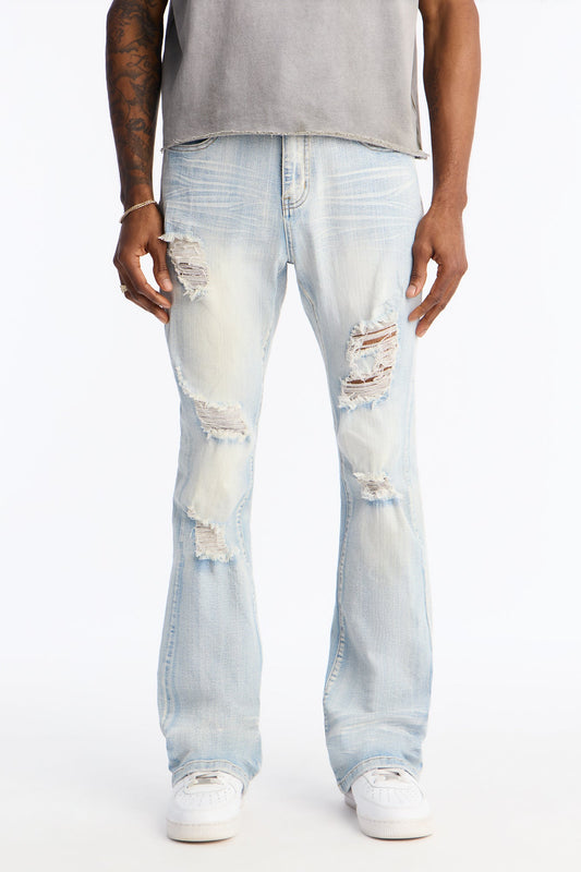 Stacked Skinny Flare Ripped Legacy Jeans - Light Wash Fashion Nova