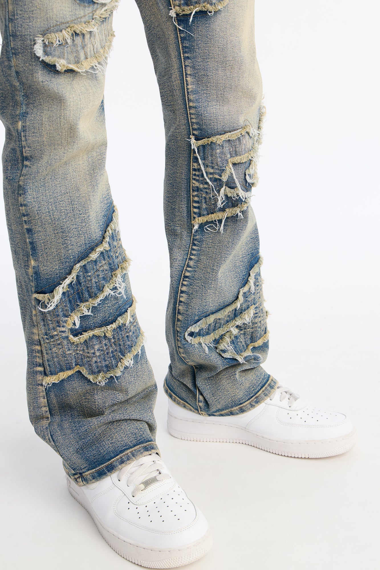 Stacked Slim Flare Fray Waves Jeans - Light Wash Fashion Nova