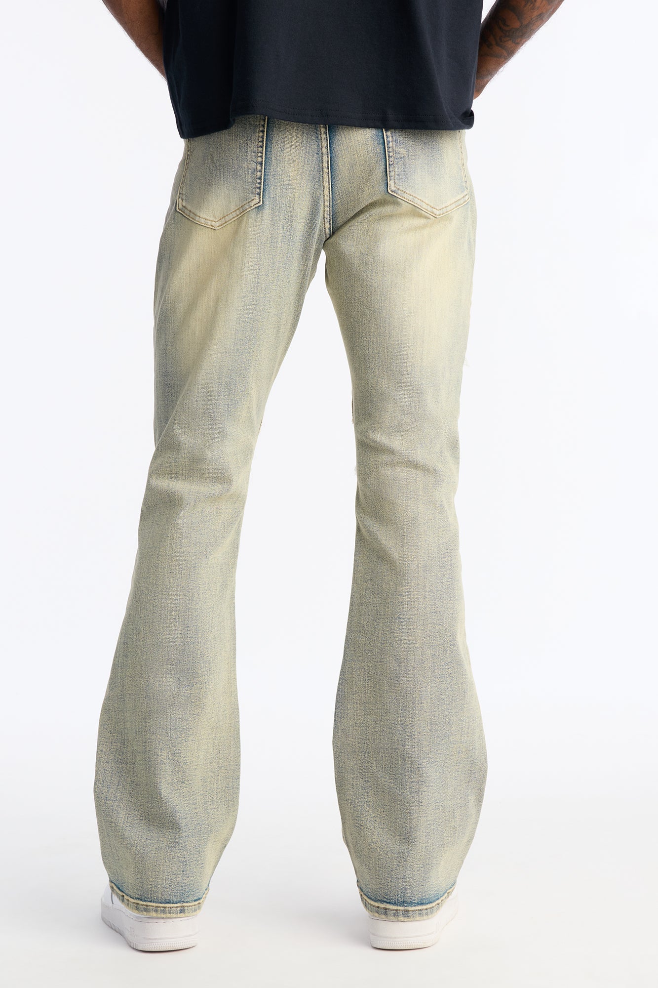 Stacked Skinny Flare Triangle Fray Jeans - Light Wash Fashion Nova