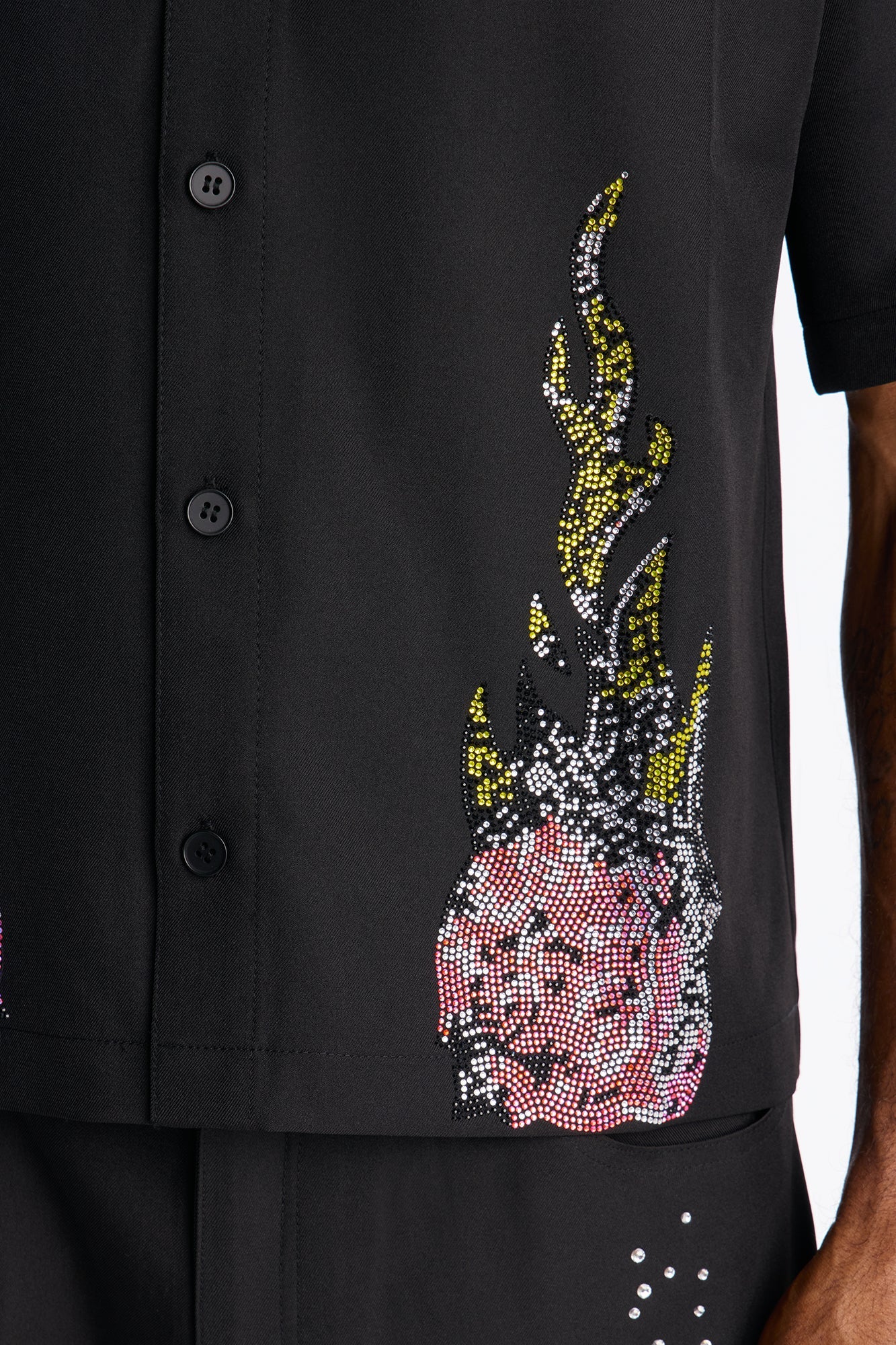 Genesis Origin Embellished Button Up Shirt - Black Fashion Nova