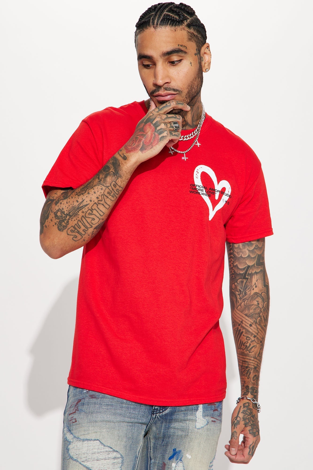 Amor Studio Short Sleeve Tee - Red Fashion Nova