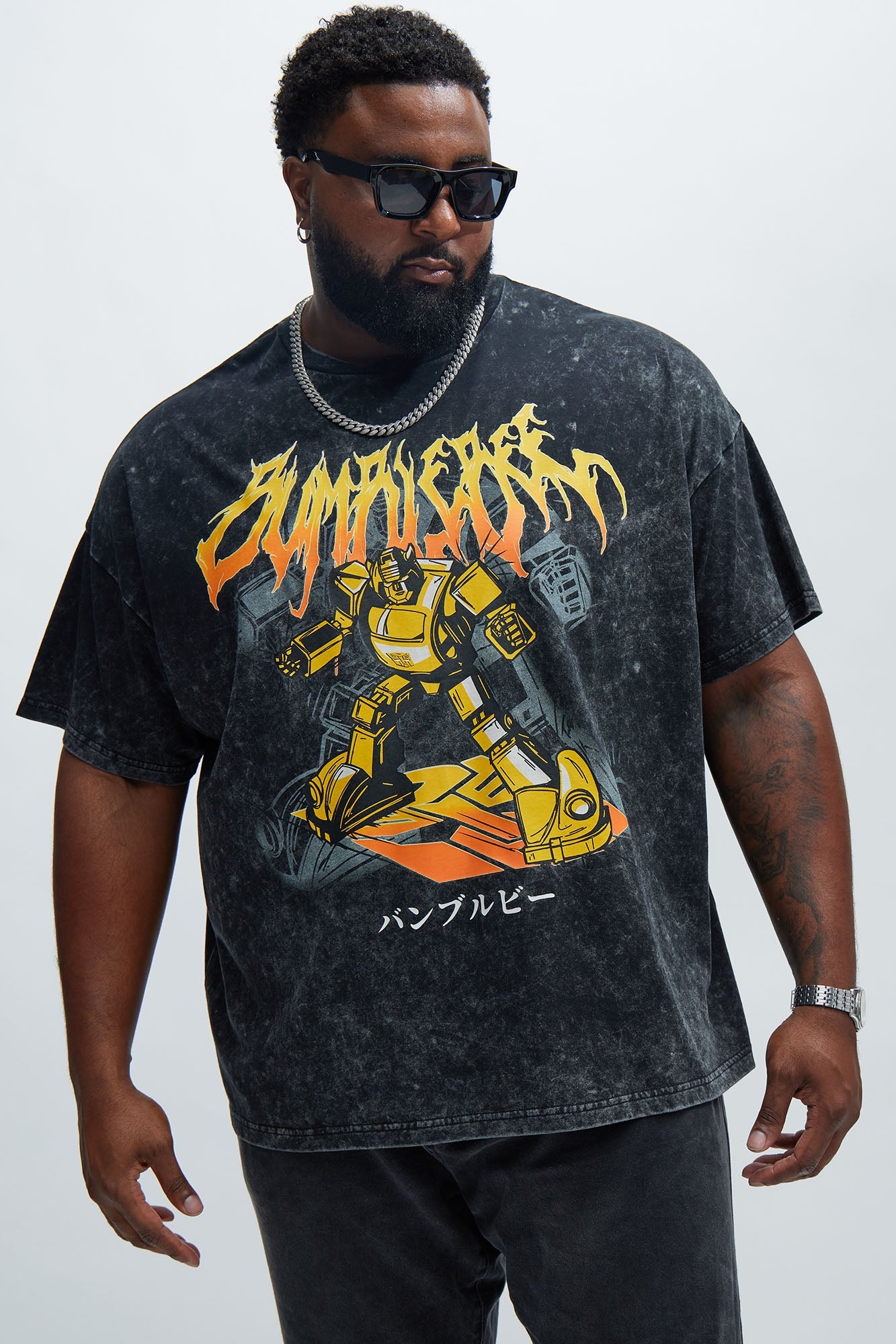 Transformers Bumblebee Oversized Short Sleeve Tee - Black Fashion Nova