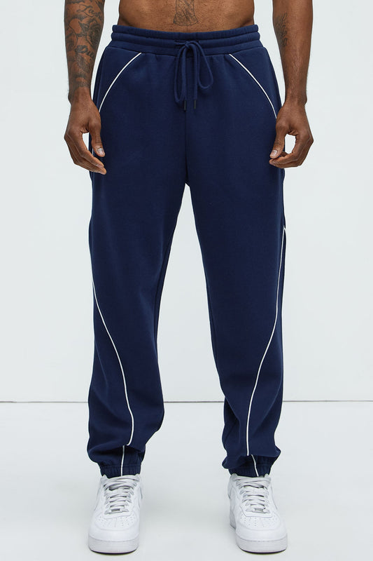 Tyson Piping Relaxed Jogger - Navy Fashion Nova