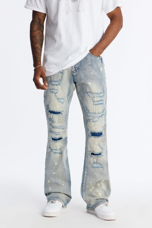 Stacked Skinny Flare Distressed Me Out Jean - Light Wash Fashion Nova