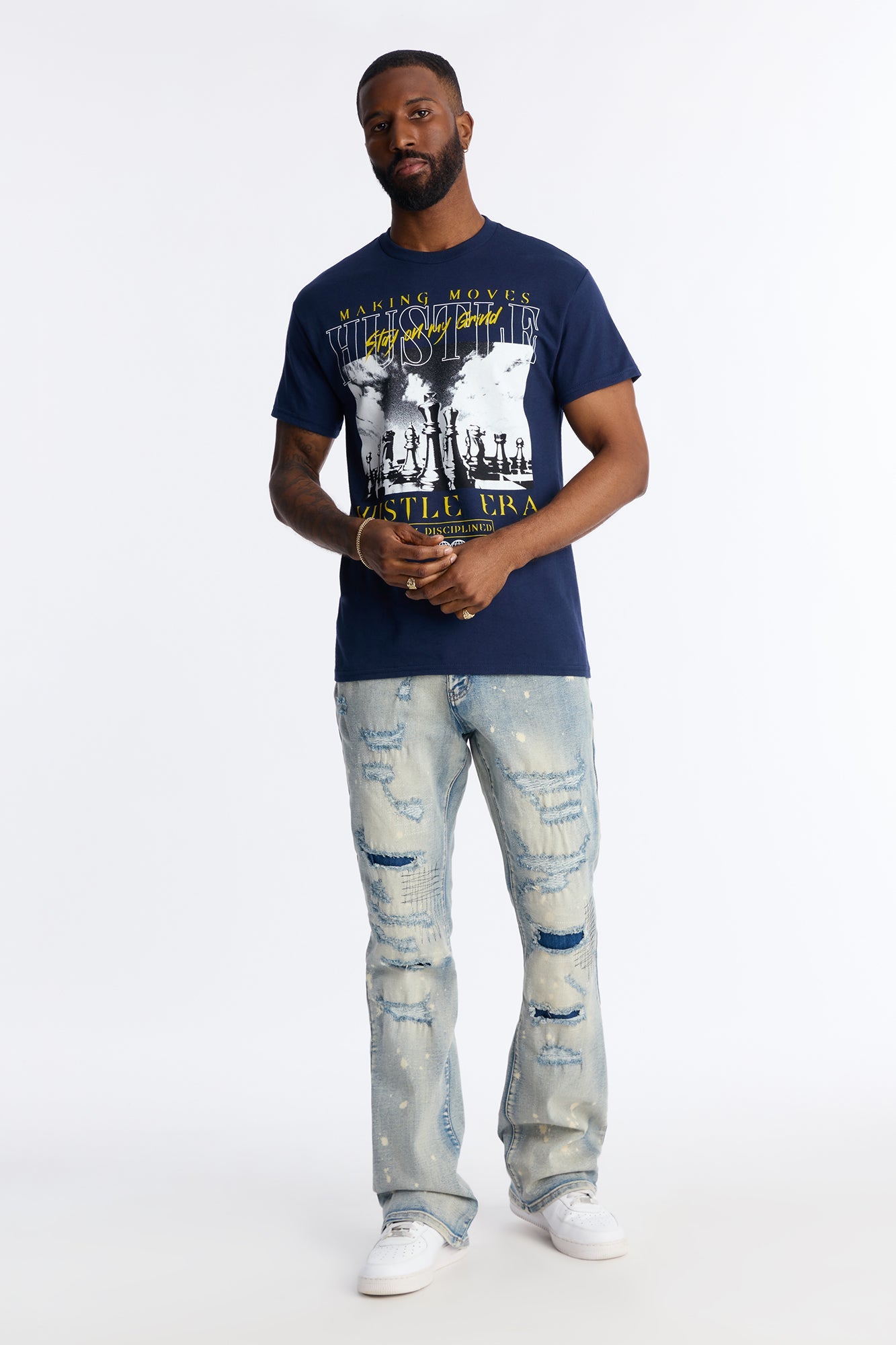 Hustle Era Short Sleeve Tee - Navy Fashion Nova