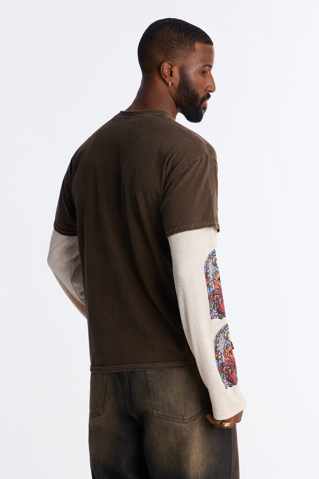 Divine Protection 2fer Long Sleeve Tee - Chocolate Fashion Nova