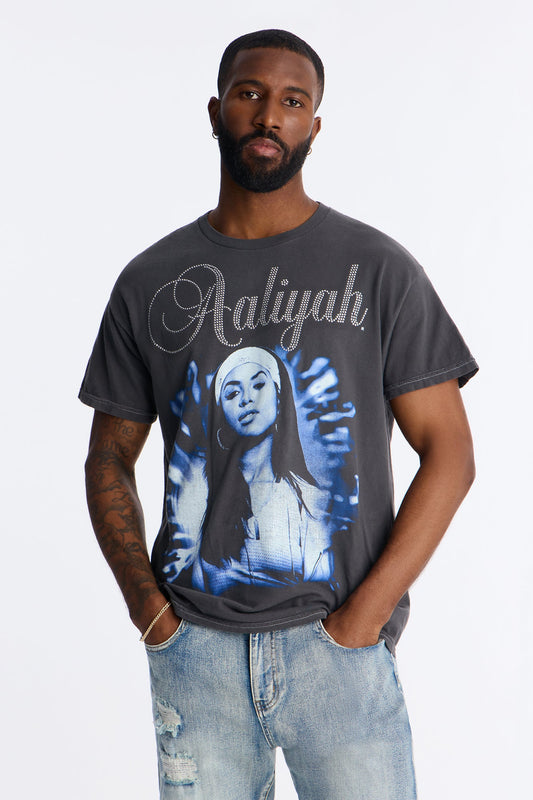 Embellished Aaliyah One In A Million Short Sleeve Tee - Black Fashion Nova