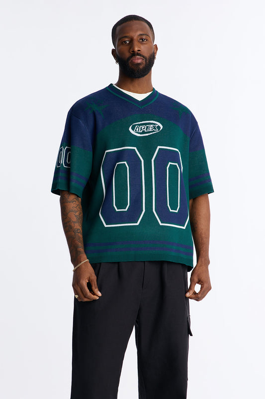 Short Sleeve Graphic Jersey Sweater - Navy/combo Fashion Nova