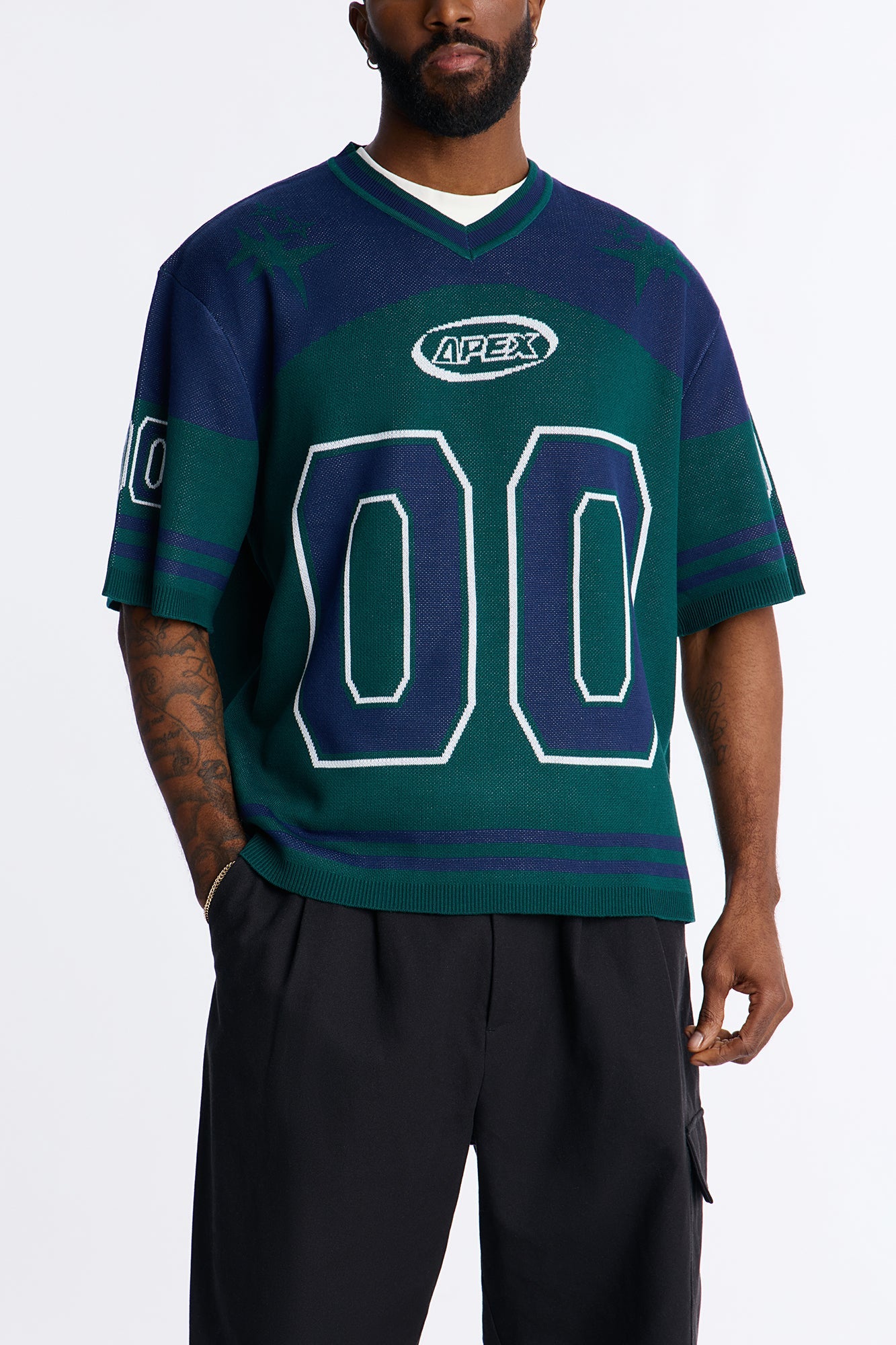 Short Sleeve Graphic Jersey Sweater - Navy/combo Fashion Nova
