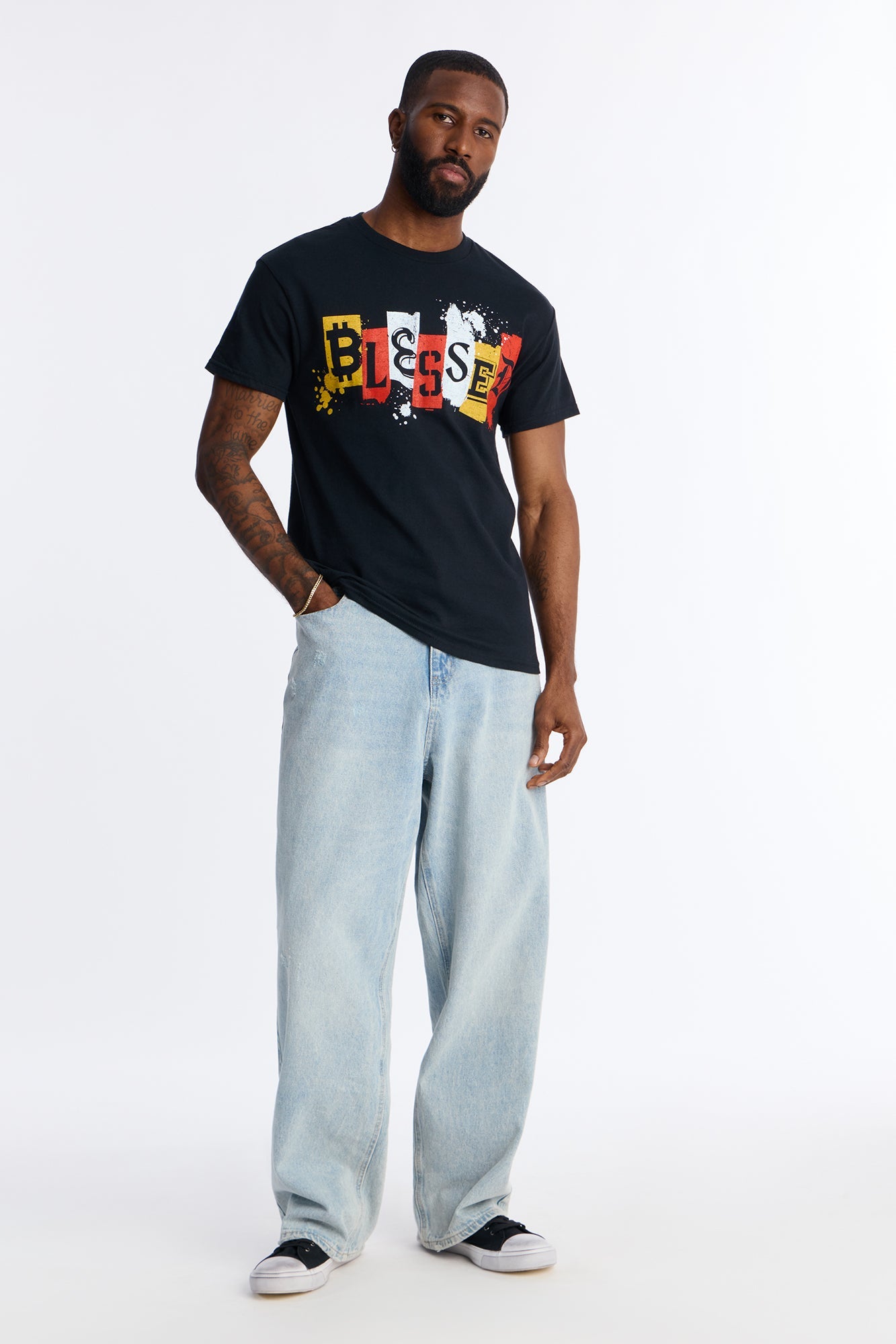Blessed Coin Short Sleeve Tee - Black Fashion Nova
