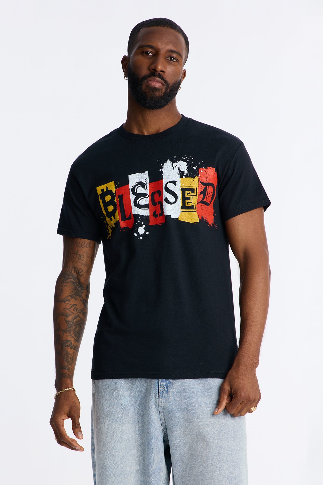Blessed Coin Short Sleeve Tee - Black Fashion Nova