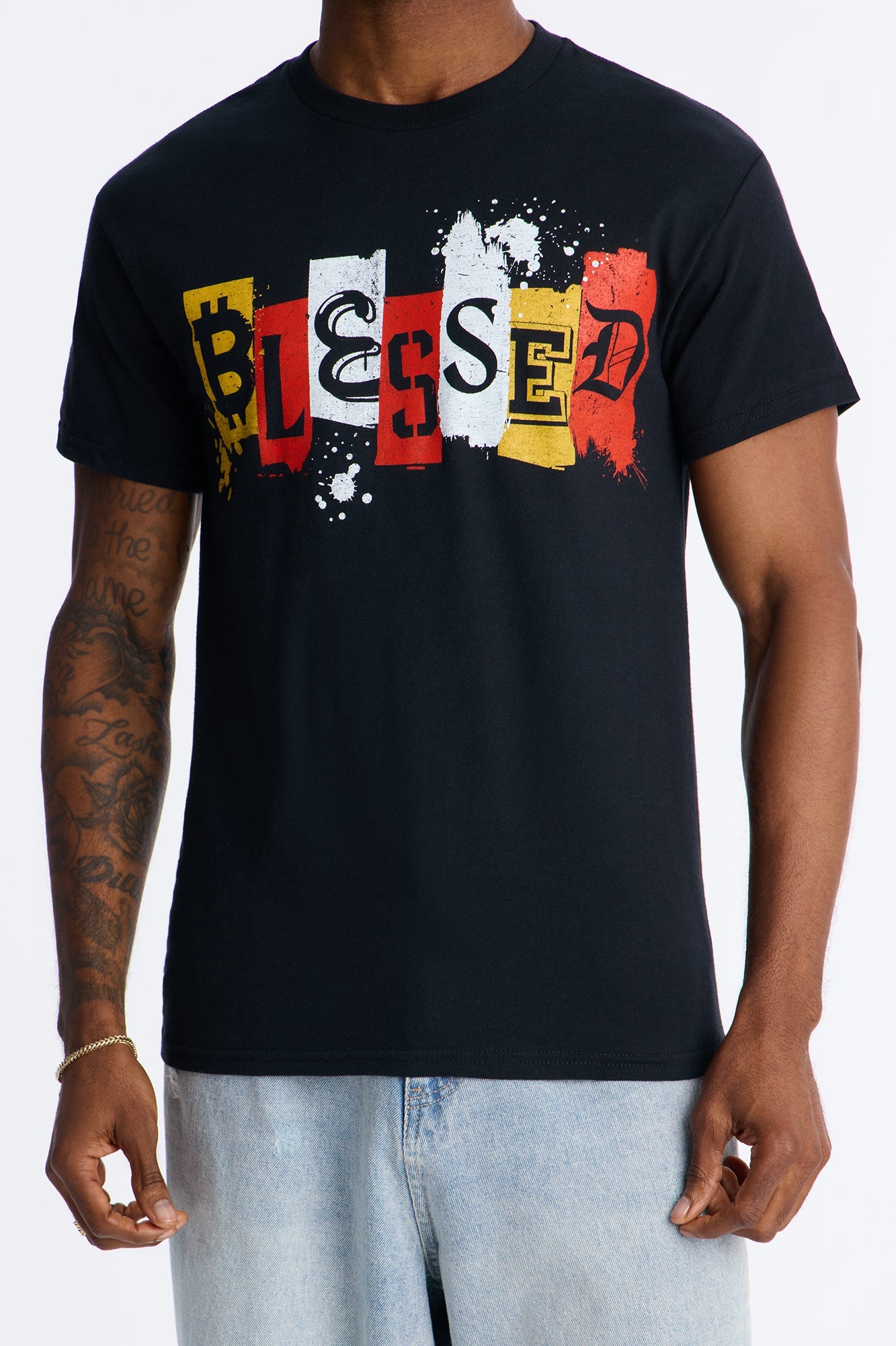 Blessed Coin Short Sleeve Tee - Black Fashion Nova
