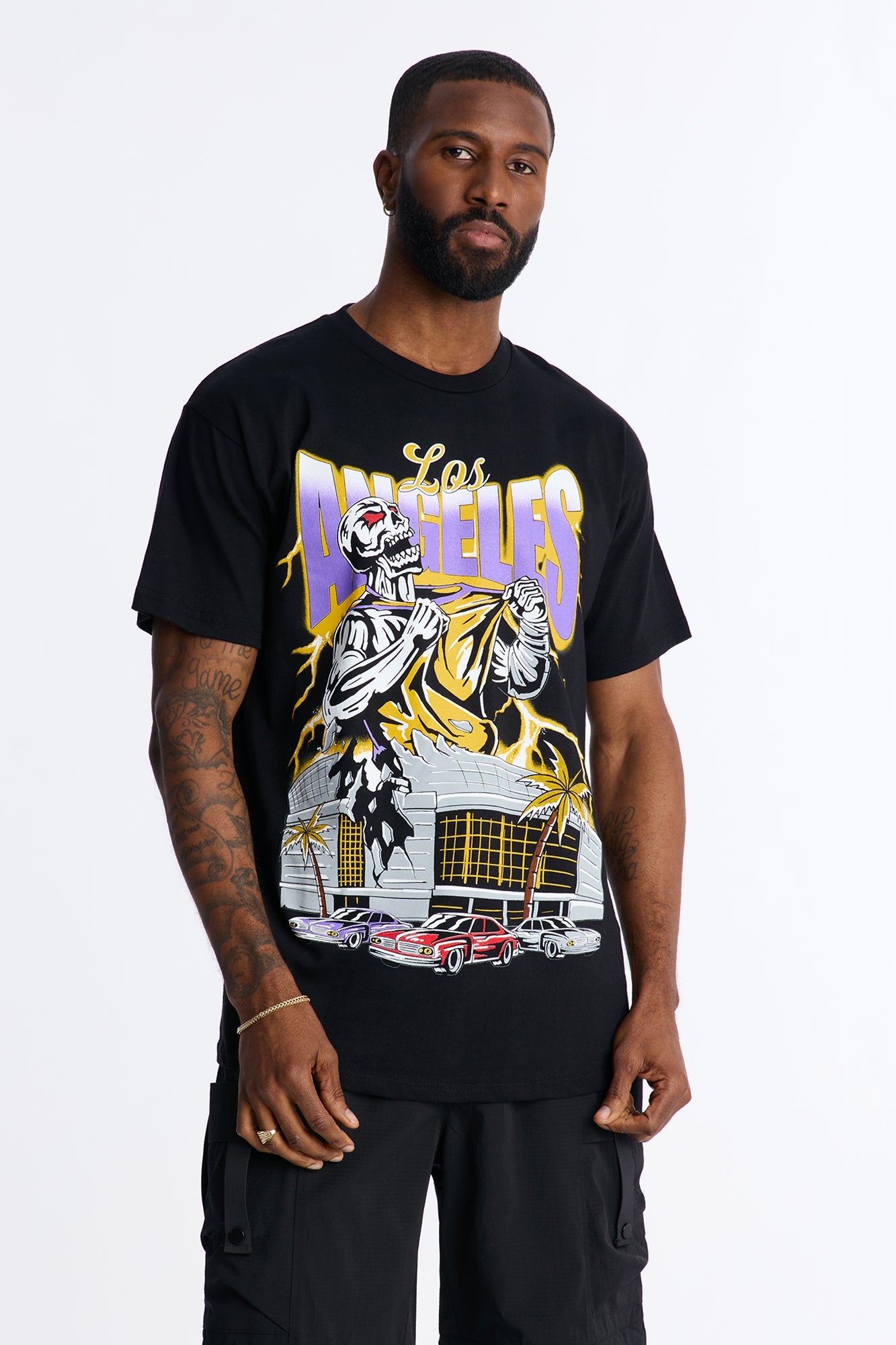 Los Angeles Skullers Oversized Short Sleeve Tee - Black Fashion Nova