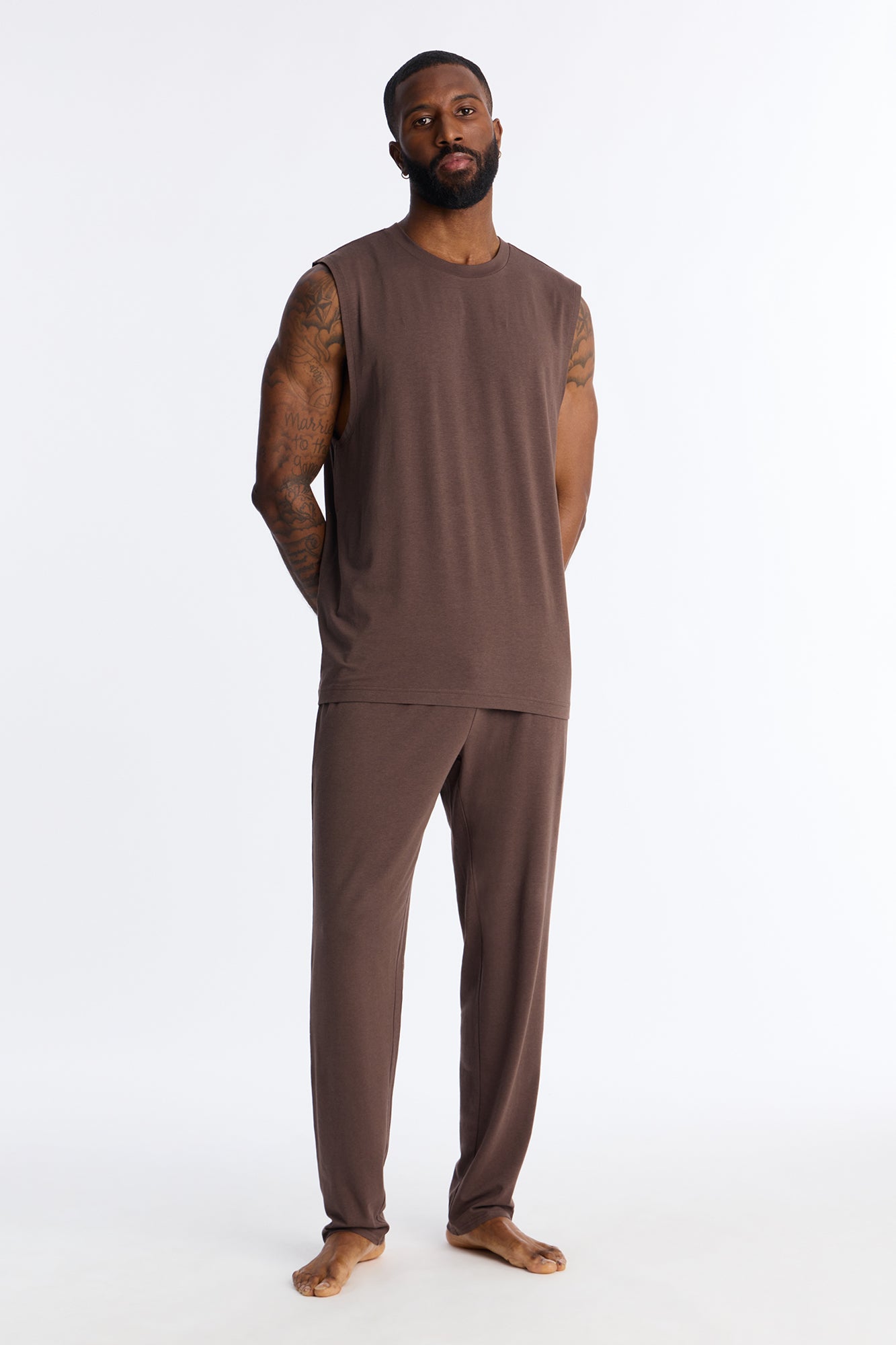 Essential Modal Lounge Sleeveless Muscle Tee - Chocolate Fashion Nova
