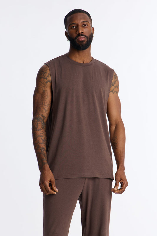 Essential Modal Lounge Sleeveless Muscle Tee - Chocolate Fashion Nova