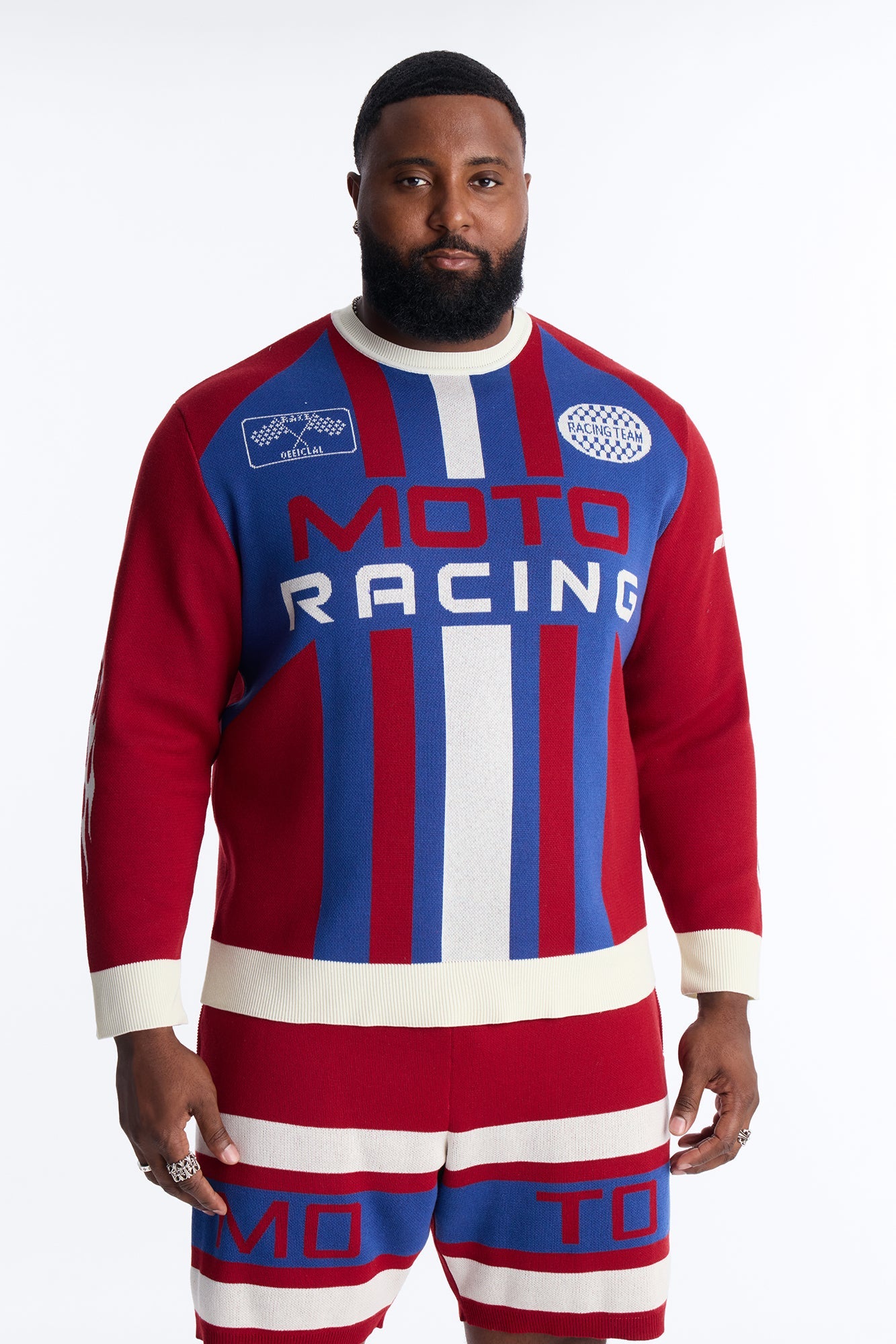 Retro Moto Stripe Sweater Shirt - Red Fashion Nova