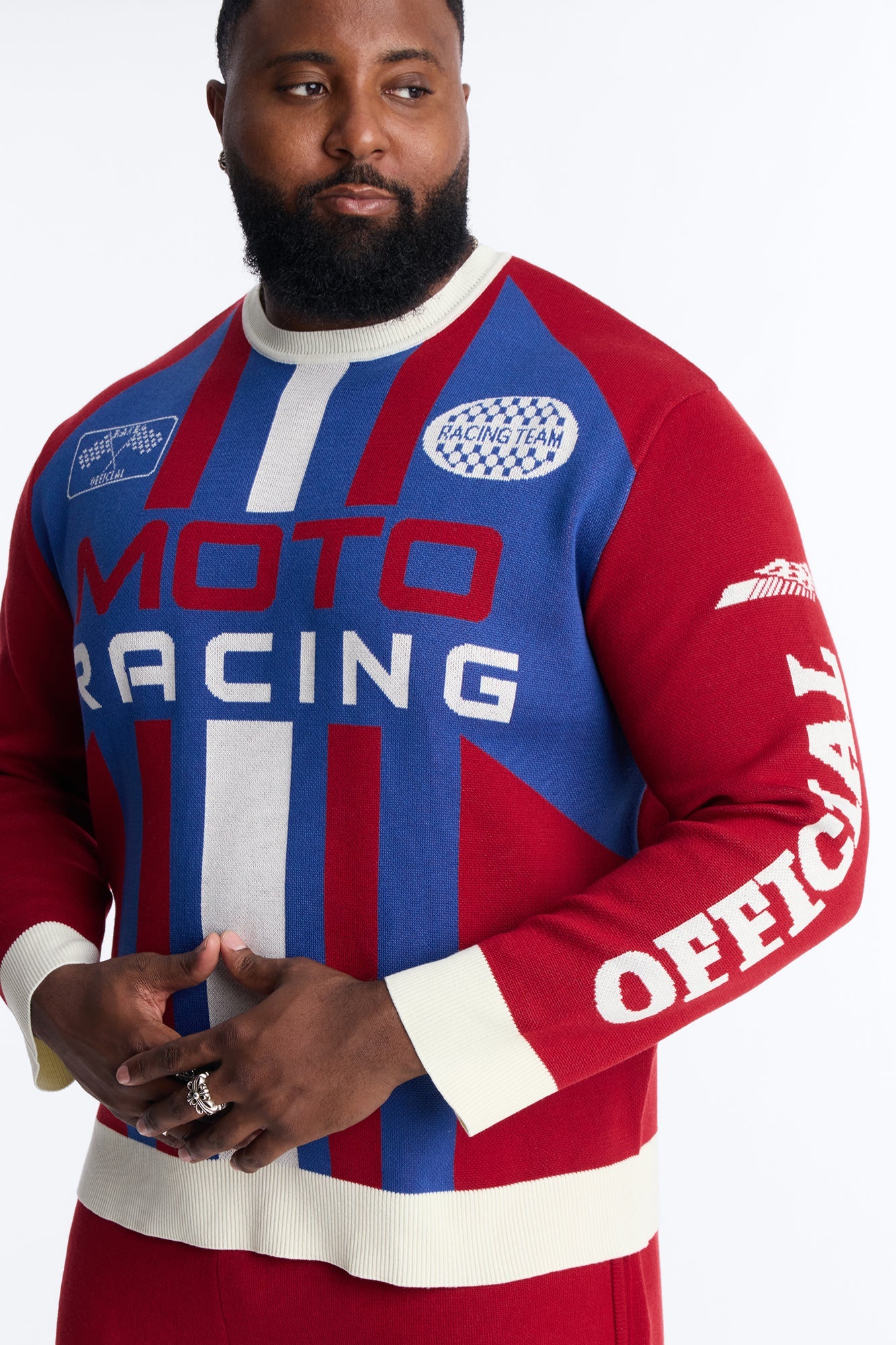 Retro Moto Stripe Sweater Shirt - Red Fashion Nova