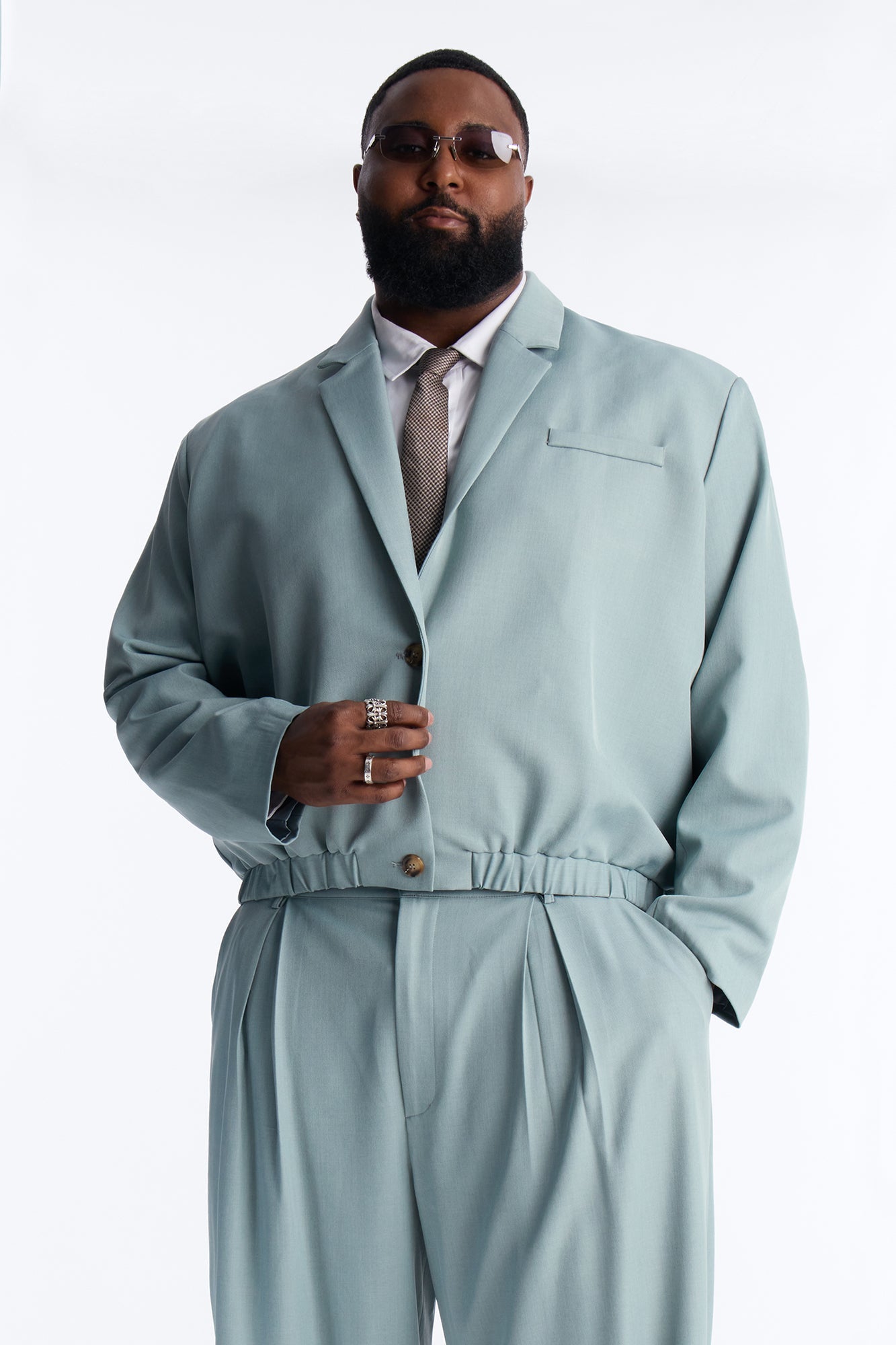 Cropped Strikeout Blazer Bomber Jacket - Blue Fashion Nova