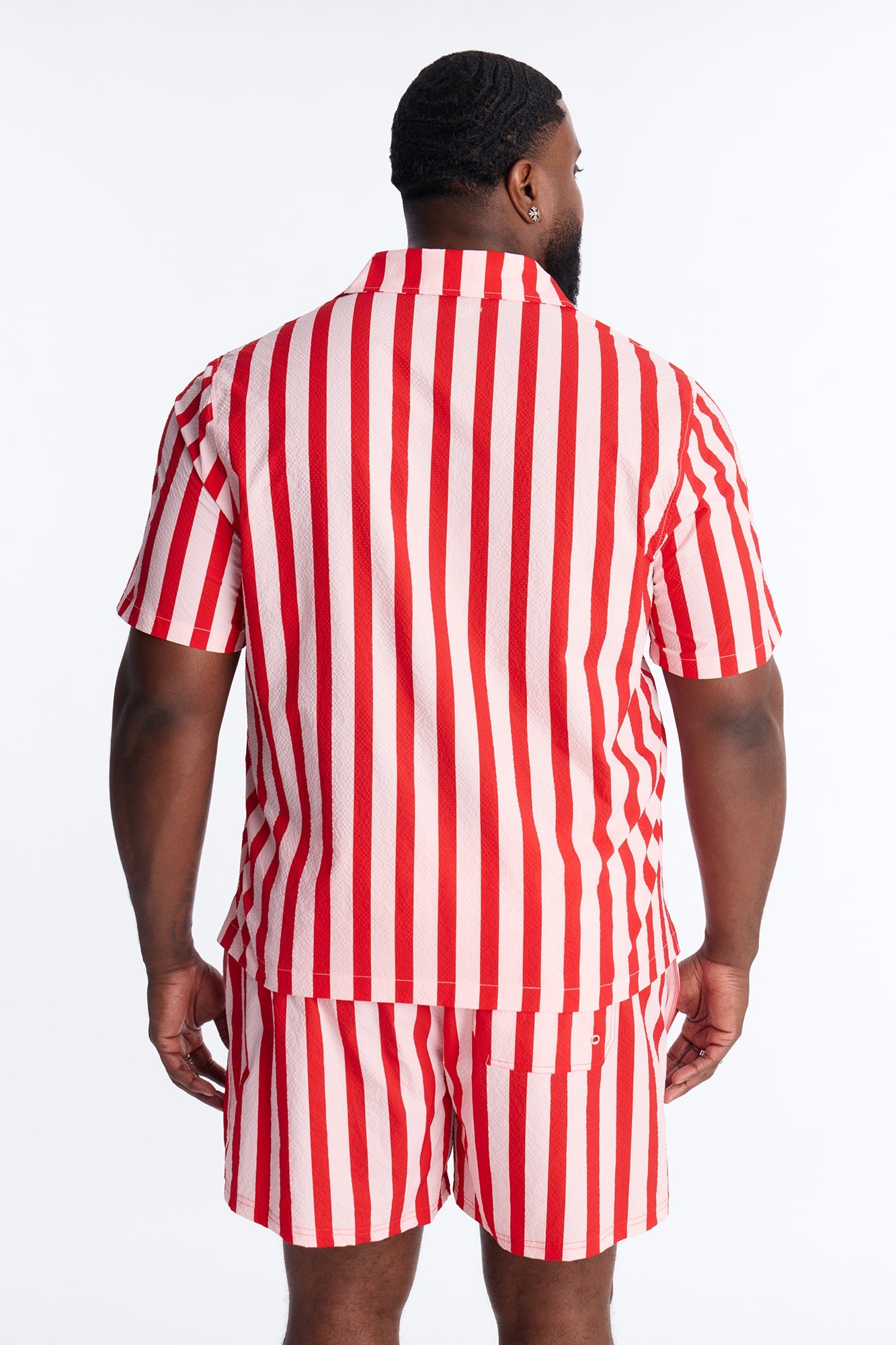 Striped Party Seersucker Button Up Shirt - Red Fashion Nova