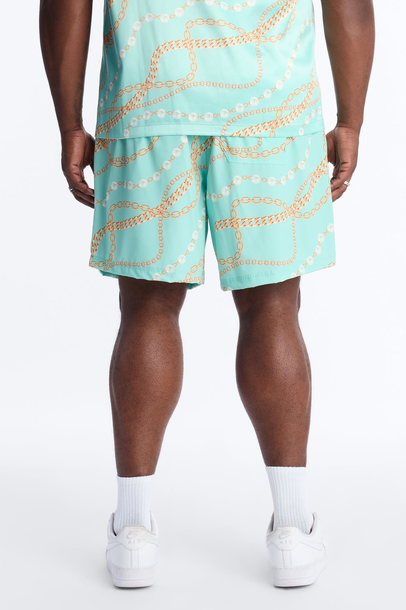 Chain Flex Printed Swim Trunk 7″ - Blue Fashion Nova