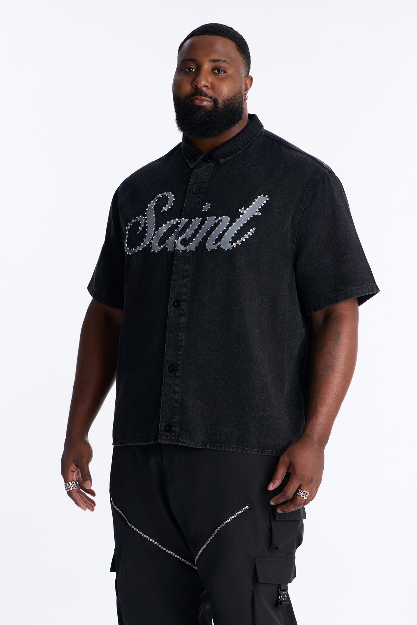 Saint Blaze Button Up Shirt - Black Wash Fashion Nova