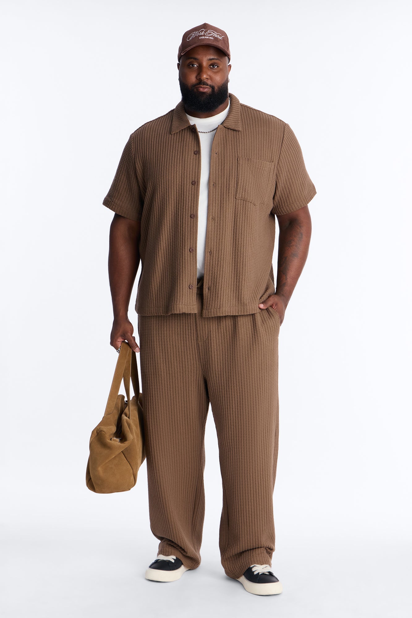 London Fog Textured Button Up Shirt - Brown Fashion Nova
