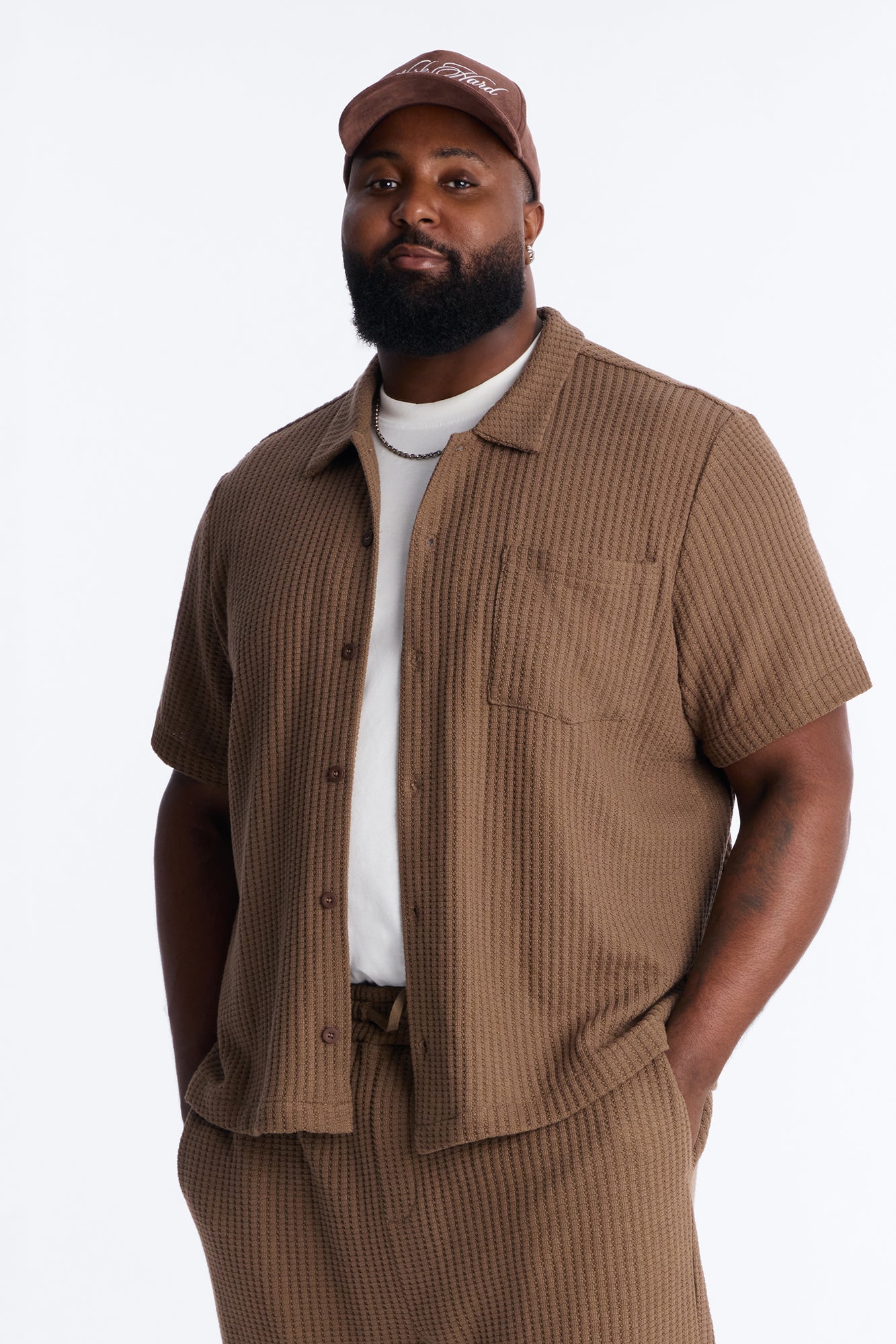 London Fog Textured Button Up Shirt - Brown Fashion Nova