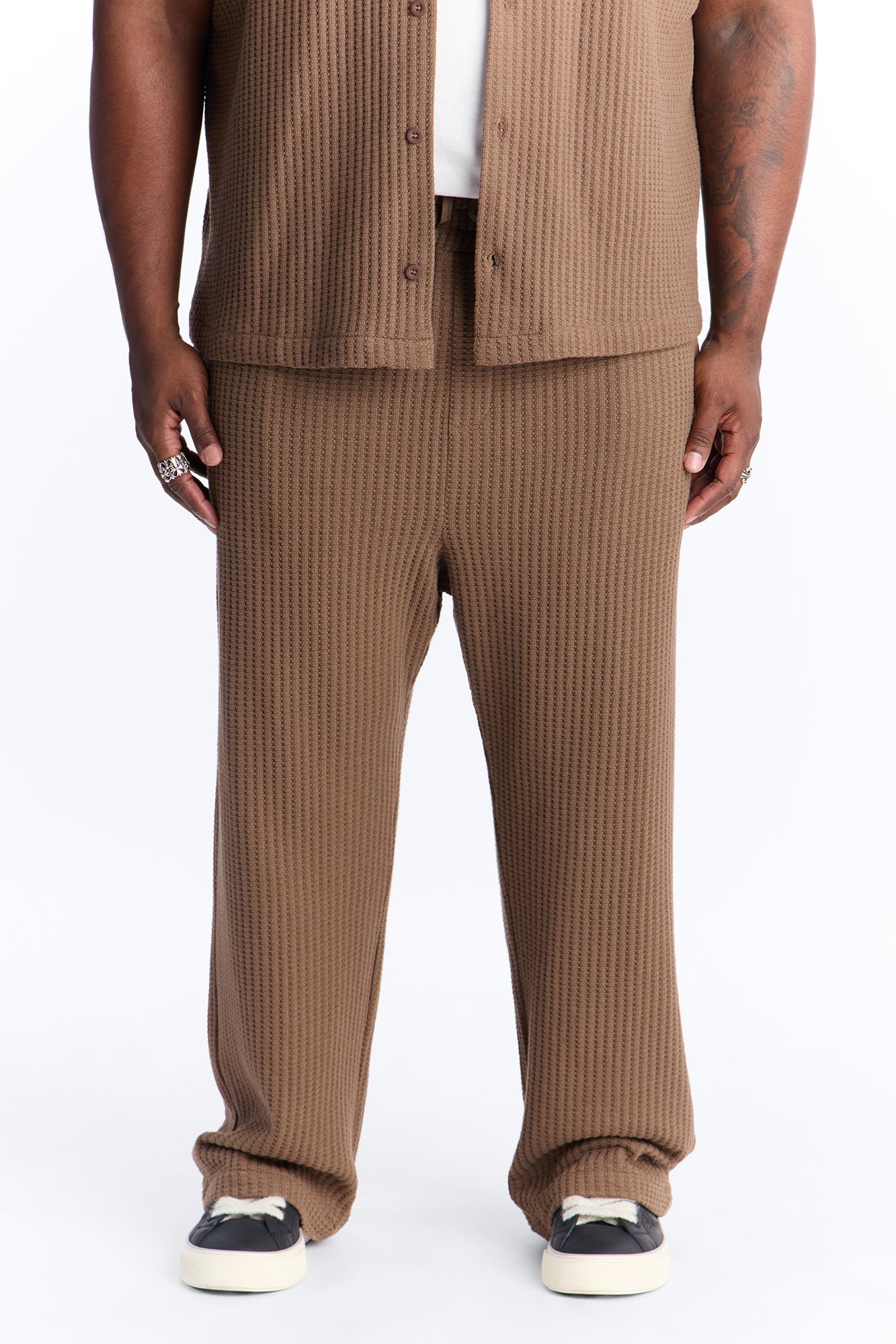 Baggy London Fog Textured Pant - Brown Fashion Nova