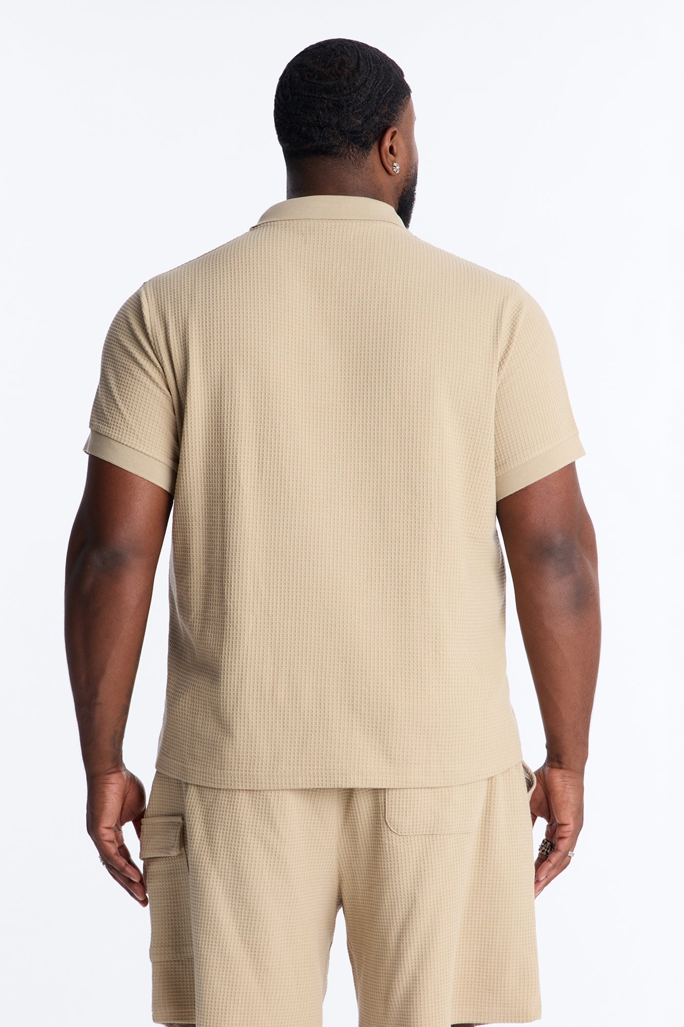 Culver City Waffle Knit Polo - Stone Fashion Nova
