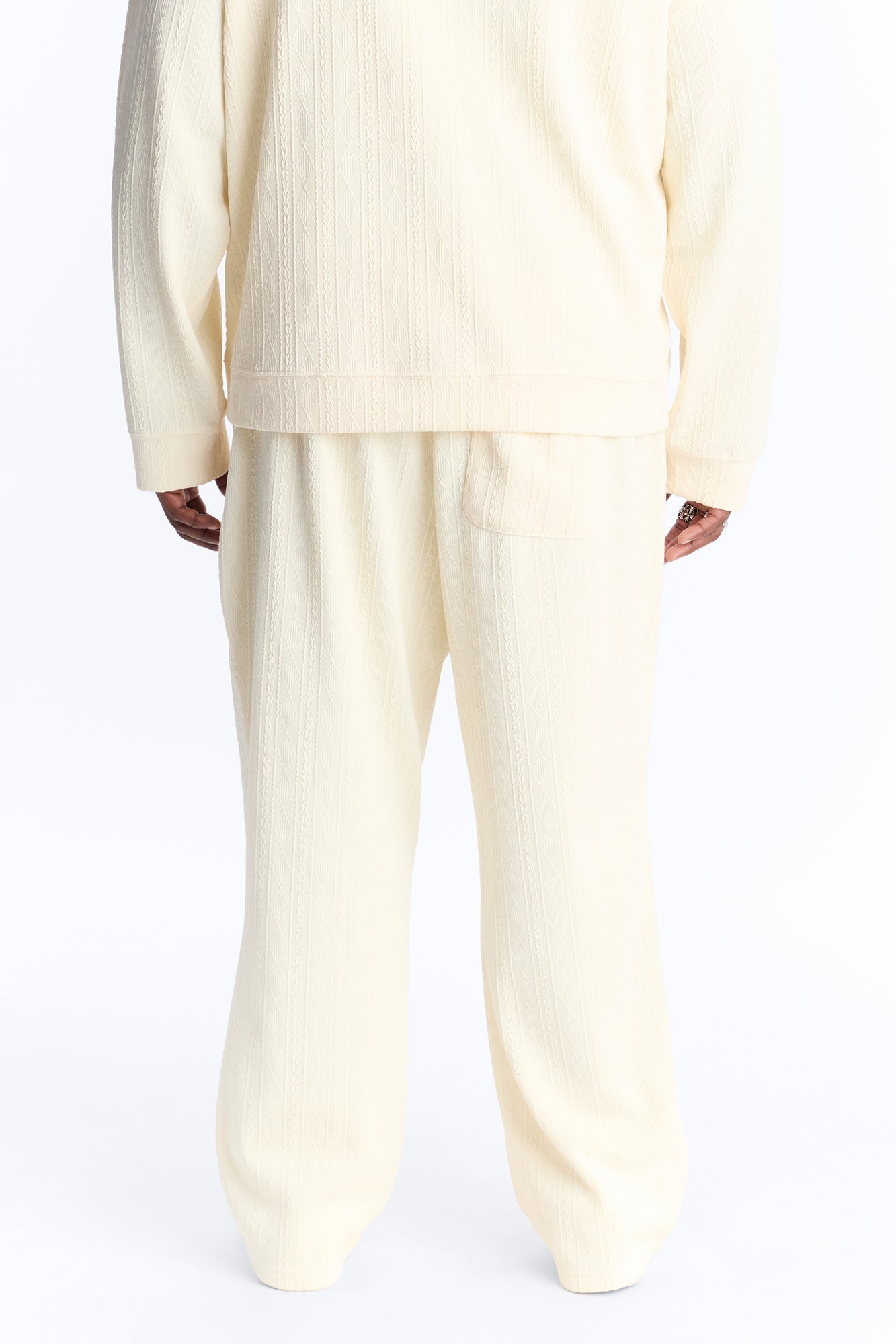 Straight Cable Knit Textured Stitched Pant - Cream Fashion Nova