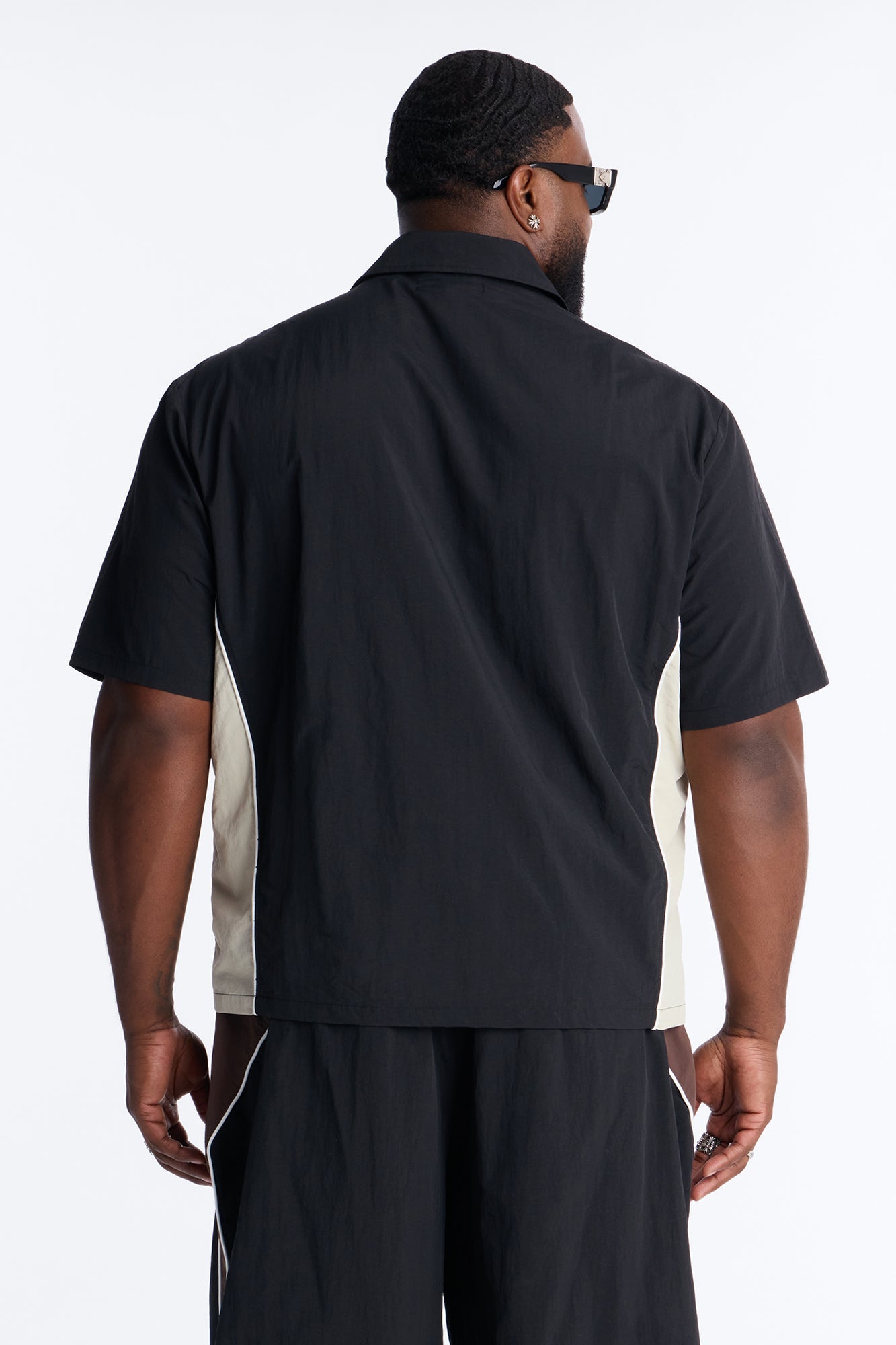 Relaxed Osaka Block Zip Up Shirt - Black/Brown Fashion Nova