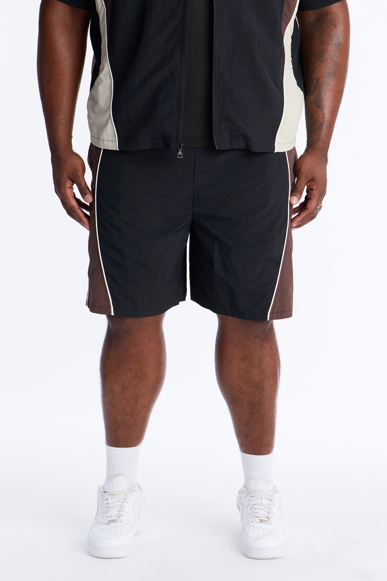 Relaxed Osaka Block Short - Black/Brown Fashion Nova