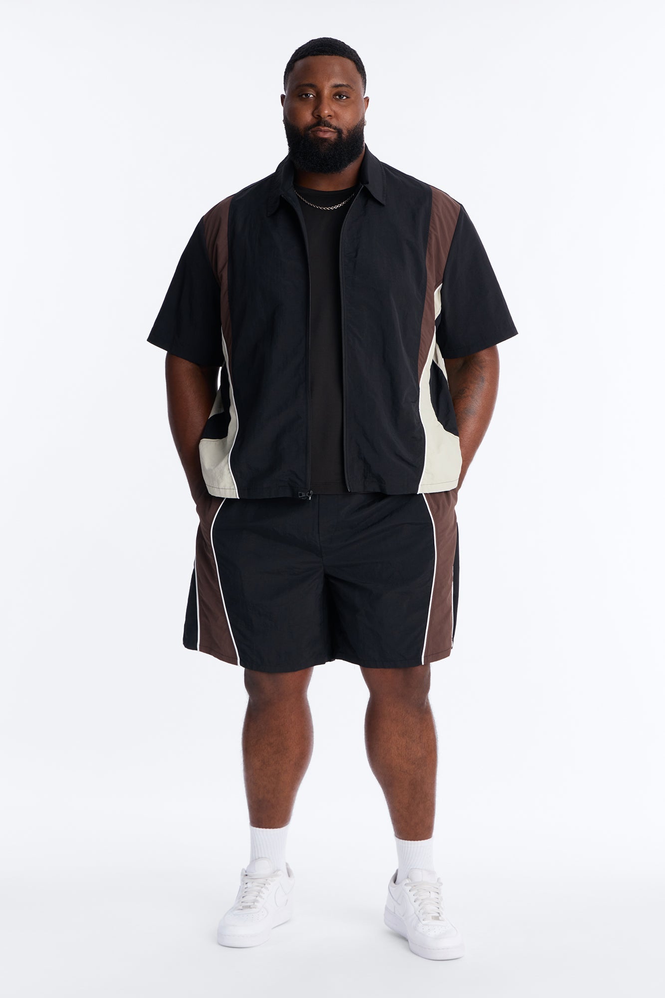 Relaxed Osaka Block Short - Black/Brown Fashion Nova
