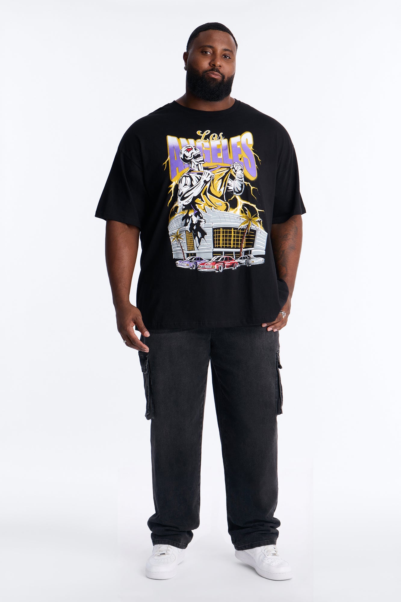 Los Angeles Skullers Oversized Short Sleeve Tee - Black Fashion Nova