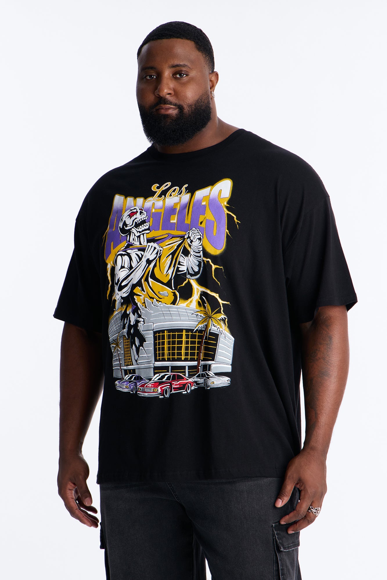 Los Angeles Skullers Oversized Short Sleeve Tee - Black Fashion Nova