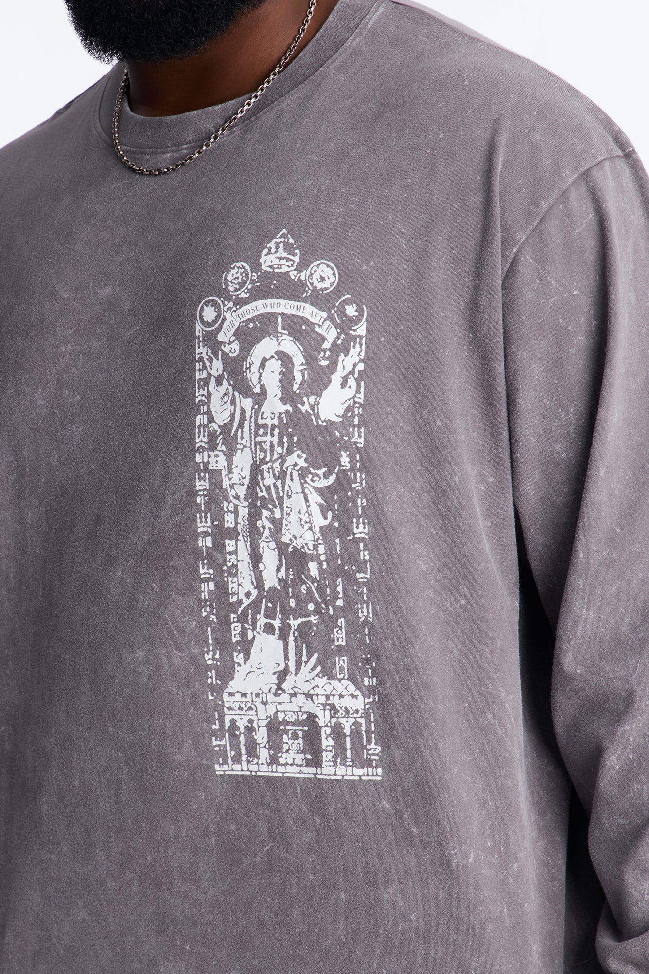 Divine Messenger Long Sleeve Tee - Charcoal Fashion Nova